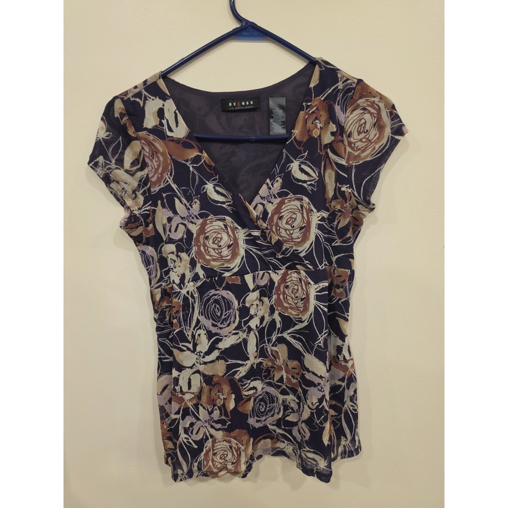 Y2K Mesh Floral Blouse Axcess Size M Boho Whimsigoth Fairy Cottage Core